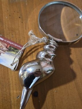 Silver Glass Teardrop Ornament with Twine Loop - Home Accents